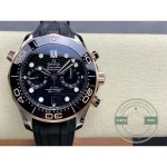 Rubber takes weight off a gold-trimmed case, so this Omega superclone wears lighter than a bracelet