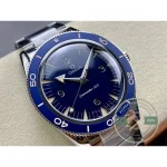 Domed anti-reflective sapphire over the superclone Omega Seamaster 300 blue sunburst dial