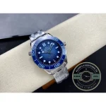 Wave dial motif that returned to the Seamaster line in 2018, replica Omega Diver 300M in blue