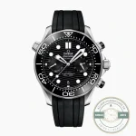 Clone Omega Seamaster Diver 300M chronograph 210.30.44.51.01.001, black dial on black rubber