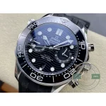 Wave engraving in the ceramic showing only at certain light angles, super clone Omega Seamaster