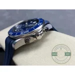 Liquid metal diving scale bonded into the blue ceramic bezel, clone Omega Seamaster 44mm