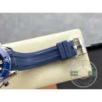 Curved lugs following the wrist on the 44mm steel case, superclone Omega Diver 300M in blue