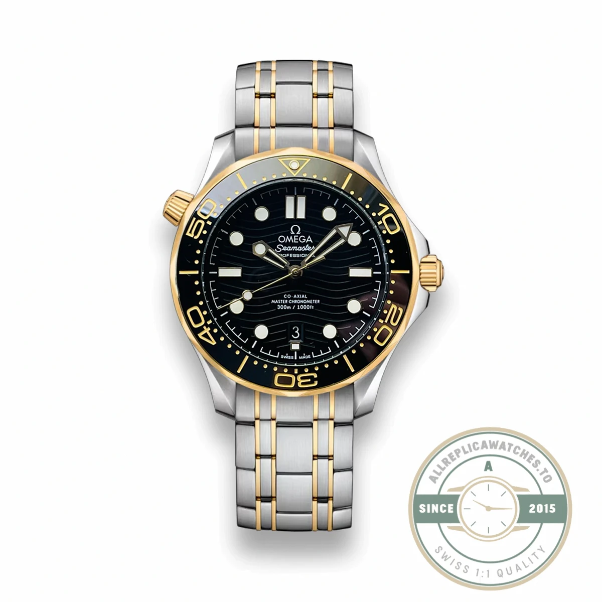 Superclone Omega Seamaster Gold Bezel 210.20.42.20.01.002 - Budget Luxury Replica Watch