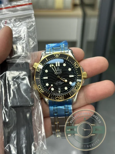 Superclone Omega Seamaster Gold Bezel 210.20.42.20.01.002 - Top-Tier Swiss Replica Watch