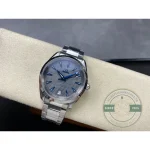 Clone Omega Aqua Terra sapphire crystal viewed at an angle, anti-reflective coating on both faces