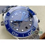 Applied luminous indices reading clean against the grey dial of the superclone Seamaster