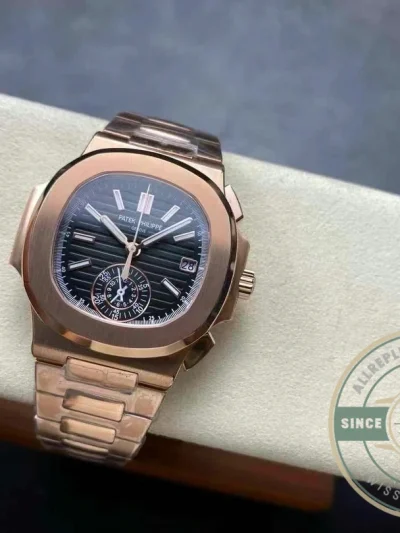 Superclone Nautilus 5980/1R-001 Patek Philippe Flyback chronograph, Date. 40.5 mm, Rose gold - Affordable Luxury Replica Timepiece