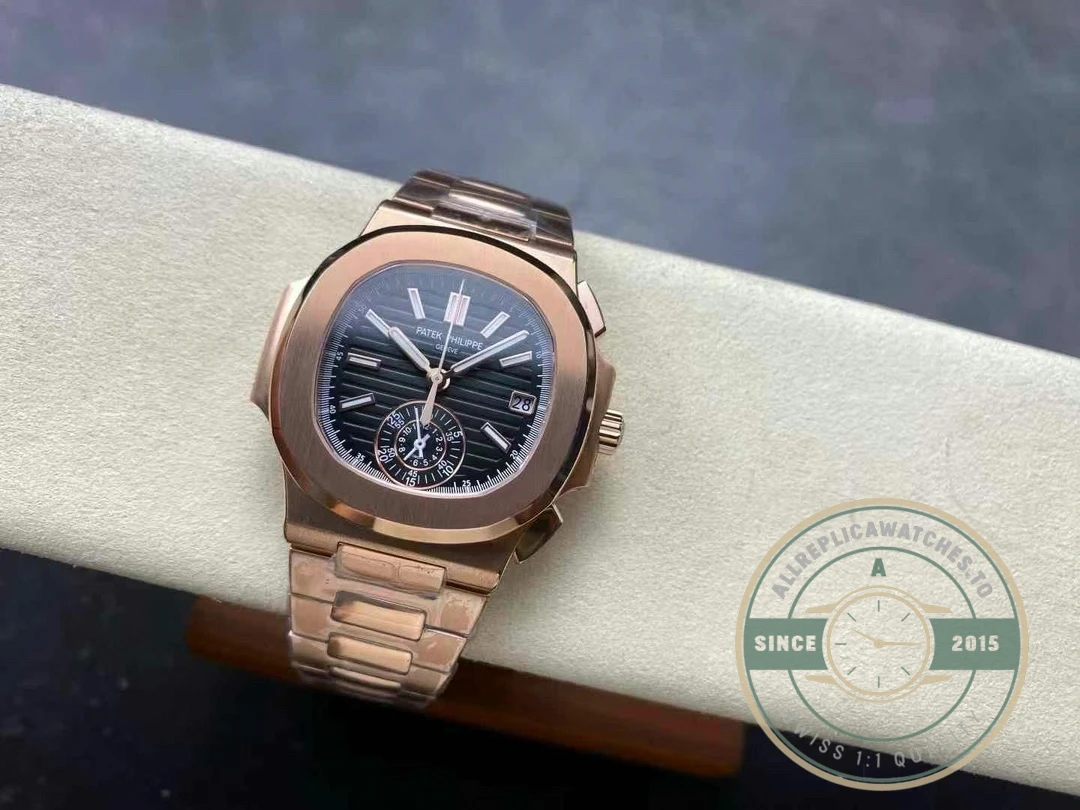 Superclone Nautilus 5980/1R-001 Patek Philippe Flyback chronograph, Date. 40.5 mm, Rose gold - Affordable Luxury Replica Timepiece