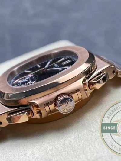 Superclone Nautilus 5980/1R-001 Patek Philippe Flyback chronograph, Date. 40.5 mm, Rose gold - Swiss Movement Replica Watch