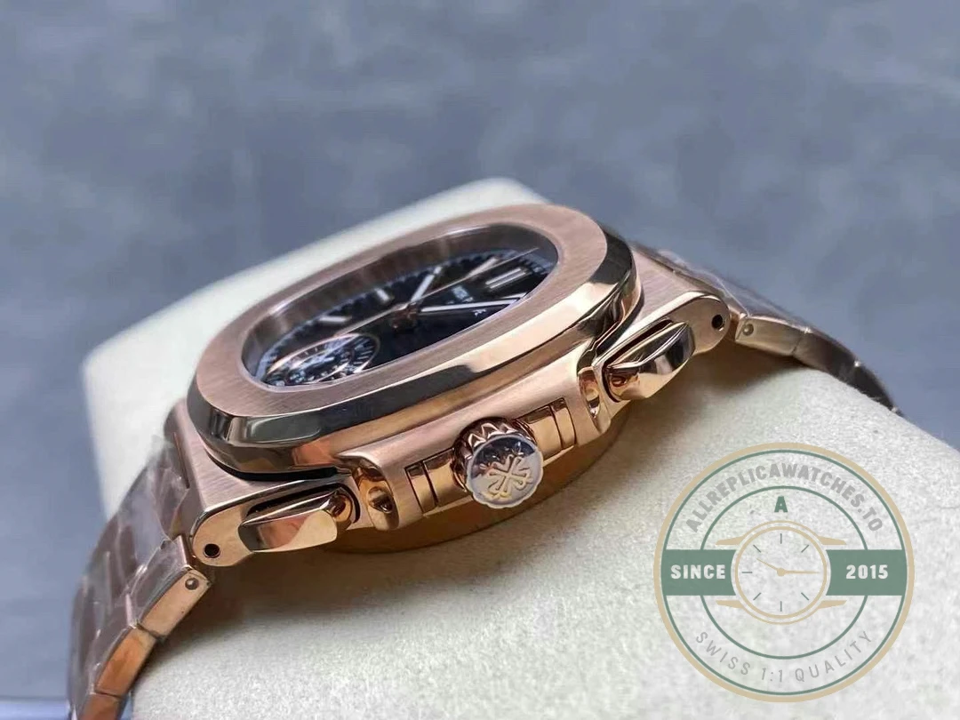 Superclone Nautilus 5980/1R-001 Patek Philippe Flyback chronograph, Date. 40.5 mm, Rose gold - Swiss Movement Replica Watch