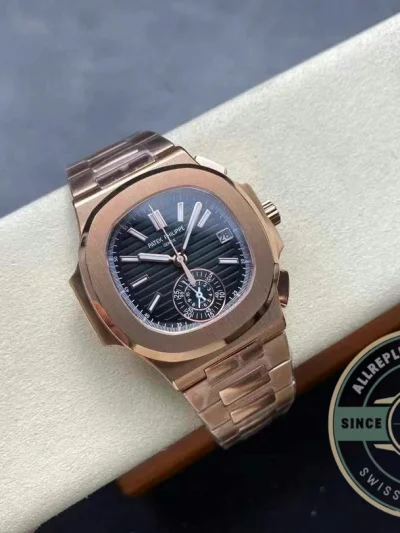 Superclone Nautilus 5980/1R-001 Patek Philippe Flyback chronograph, Date. 40.5 mm, Rose gold - Best Quality Replica Watch