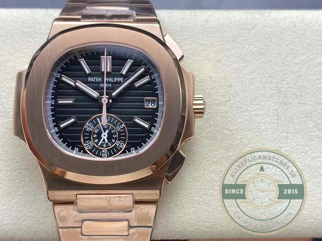 Superclone Nautilus 5980/1R-001 Patek Philippe Flyback chronograph, Date. 40.5 mm, Rose gold - Best Quality Replica Watch