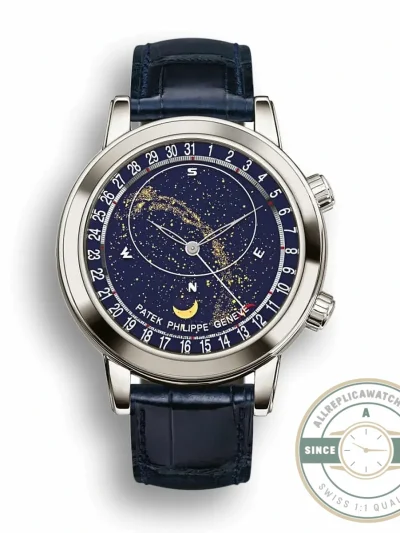 Superclone Patek Philippe Celestial, Moon age 44 mm, Platinum, 6102P-001 - Best Quality Replica Watch