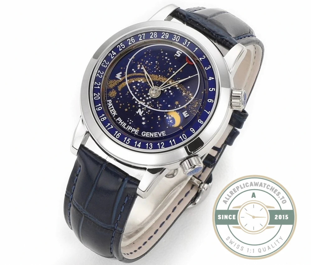 Superclone Patek Philippe Celestial, Moon age 44 mm, Platinum, 6102P-001 - Luxury Replica Watch