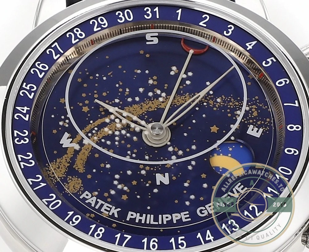 Superclone Patek Philippe Celestial, Moon age 44 mm, Platinum, 6102P-001 - Luxury Replica Watch