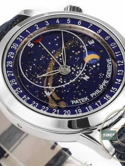 Superclone Patek Philippe Celestial, Moon age 44 mm, Platinum, 6102P-001 - Affordable Luxury Replica Timepiece