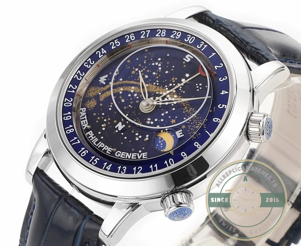 Superclone Patek Philippe Celestial, Moon age 44 mm, Platinum, 6102P-001 - Premium Super Clone Watch