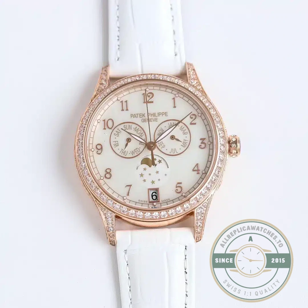 Superclone Patek Philippe Complications 4947R ANNUAL CALENDAR, MOON PHASES. 38 mm, Rose gold - Affordable Super Clone Watch