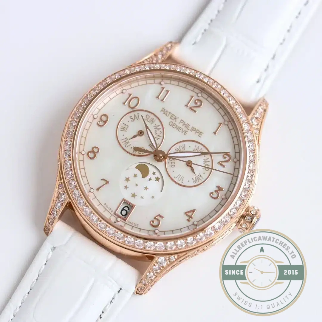 Superclone Patek Philippe Complications 4947R ANNUAL CALENDAR, MOON PHASES. 38 mm, Rose gold - Swiss-Made Clone Watch