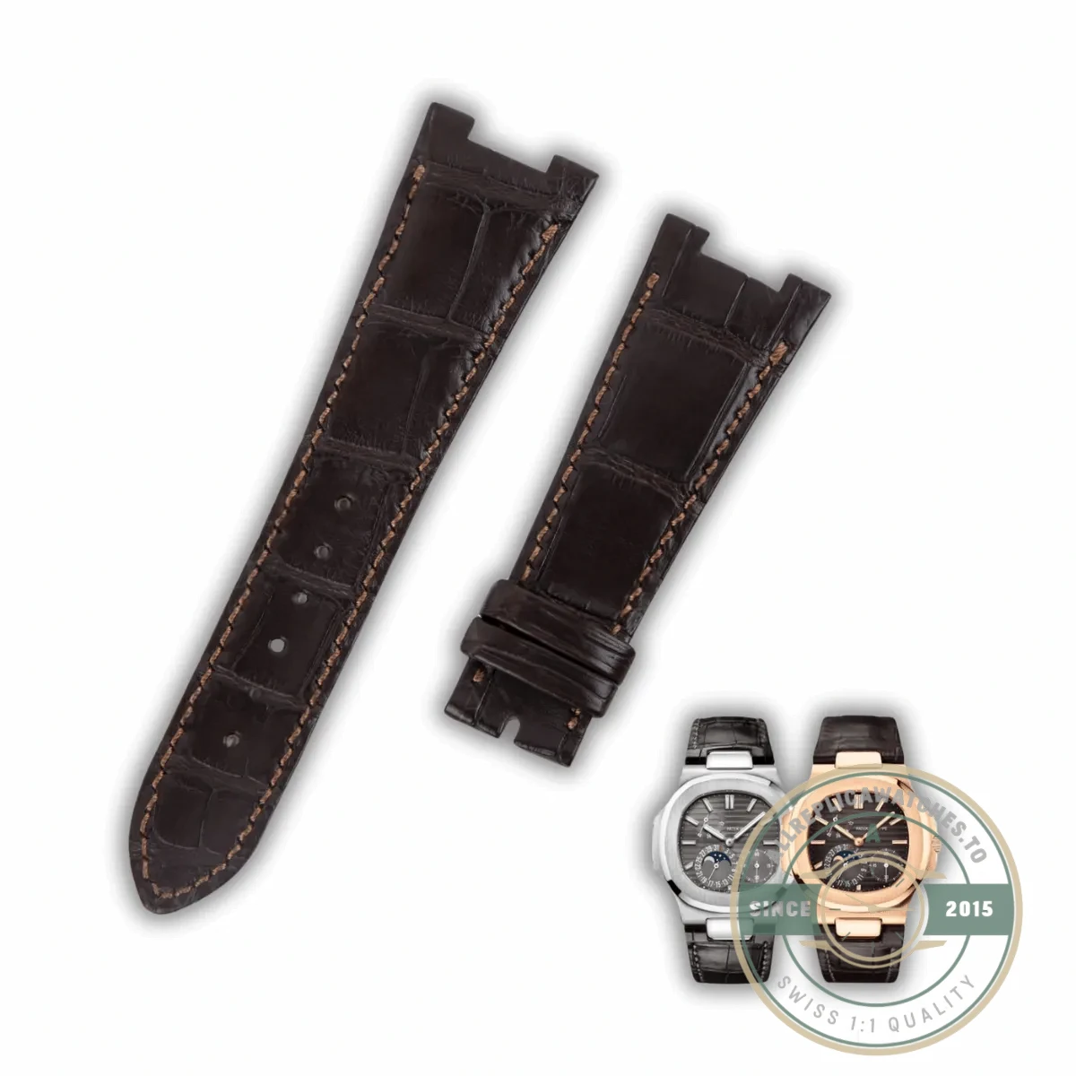 Superclone Patek Philippe Nautilus Crocodile Leather Strap (4 colors ) 25cm - Factory Super Clone Watch