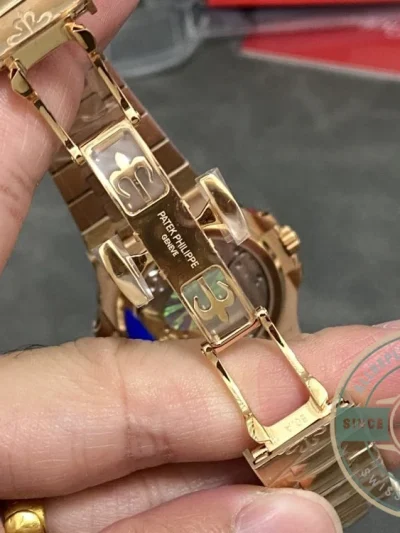Superclone Patek Philippe Nautilus Moon phases 40 mm, Gold, Dark Dial, 5712/1A - Luxury Replica Watch