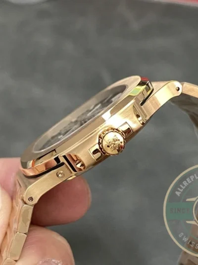 Superclone Patek Philippe Nautilus Moon phases 40 mm, Gold, Dark Dial, 5712/1A - Swiss-Made Clone Watch