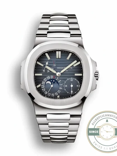 Superclone Patek Philippe Nautilus Moon phases 40 mm, Stainless steel, 5712/1A-001, Dark Blue Dial - Swiss-Made Clone Watch