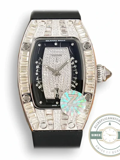 Superclone Richard Mille 007-1 Diamond Crown Black Strap - Swiss-Made Clone Watch