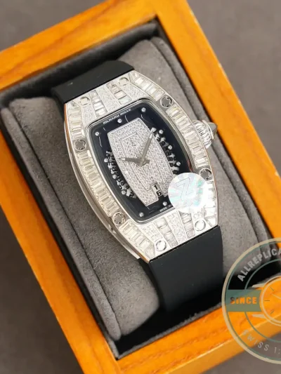 Superclone Richard Mille 007-1 Diamond Crown Black Strap - Top-Tier Swiss Replica Watch