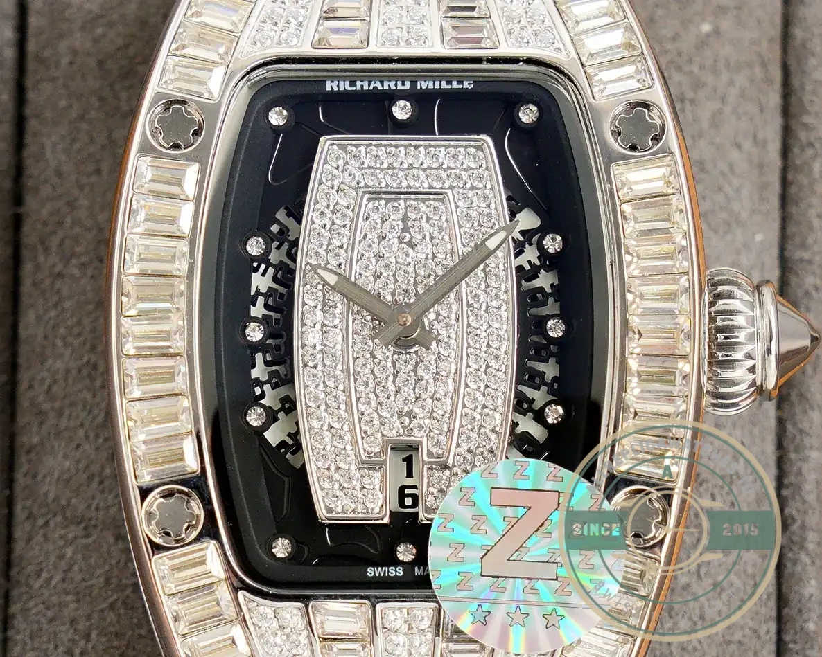 Superclone Richard Mille 007-1 Diamond Crown Black Strap - Luxury Replica Watch