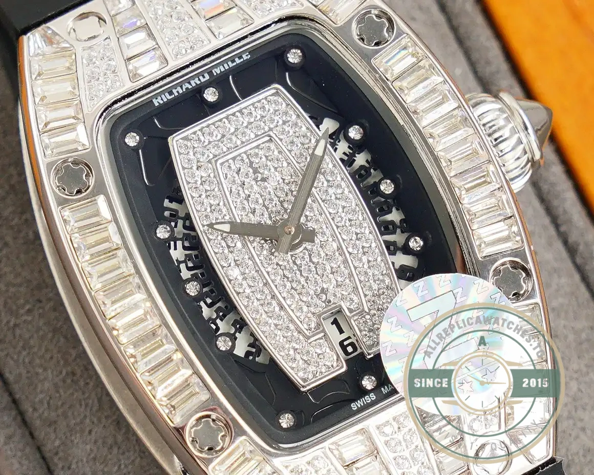 Superclone Richard Mille 007-1 Diamond Crown Black Strap - Best Quality Replica Watch