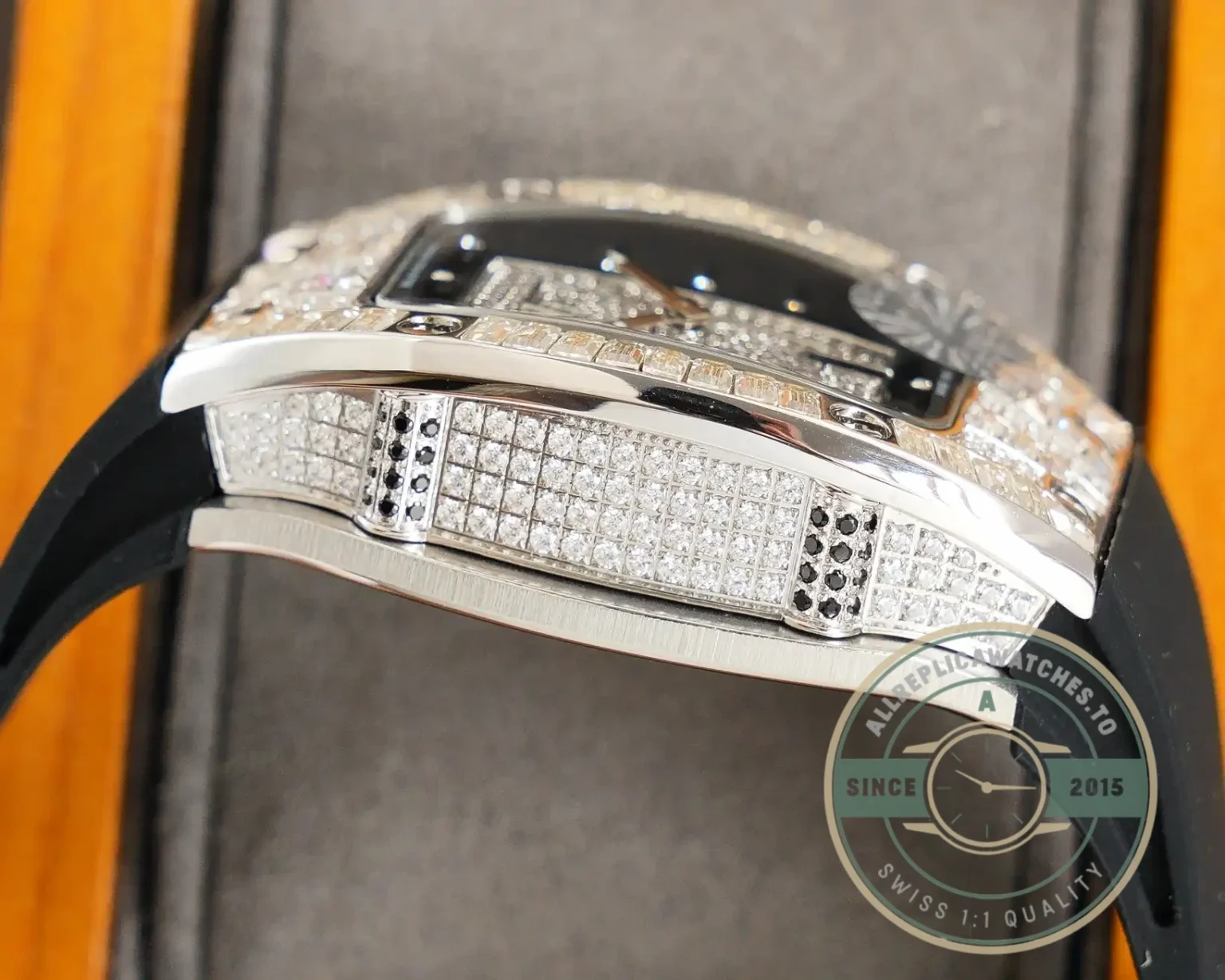 Superclone Richard Mille 007-1 Diamond Crown Black Strap - Premium Super Clone Watch