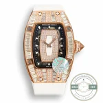 Superclone Richard Mille 007-1 Diamond Crown Rose Gold White Strap - Factory Super Clone Watch