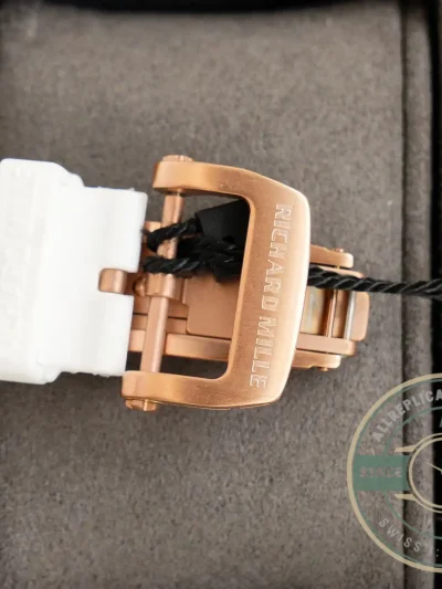 Superclone Richard Mille 007-1 Diamond Crown Rose Gold White Strap - Top-Tier Swiss Replica Watch