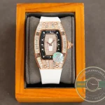 Superclone Richard Mille 007-1 Diamond Crown Rose Gold White Strap - Top-Tier Swiss Replica Watch