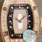 Superclone Richard Mille 007-1 Diamond Crown Rose Gold White Strap - Budget Luxury Replica Watch