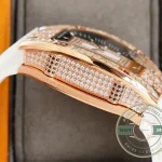 Superclone Richard Mille 007-1 Diamond Crown Rose Gold White Strap - Luxury Replica Watch