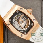 Superclone Richard Mille 007-1 Diamond Crown Rose Gold White Strap - Budget Luxury Replica Watch