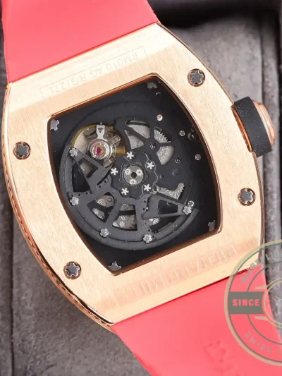 Superclone Richard Mille 010 Rose Gold Diamonds Pink Strap - 1:1 Swiss Replica Watch