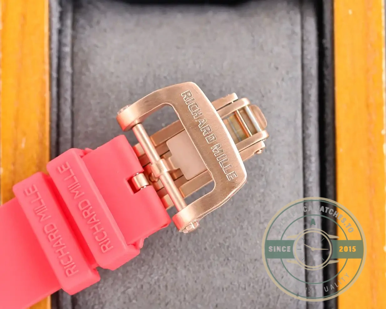 Superclone Richard Mille 010 Rose Gold Diamonds Pink Strap - High-Grade Replica Watch
