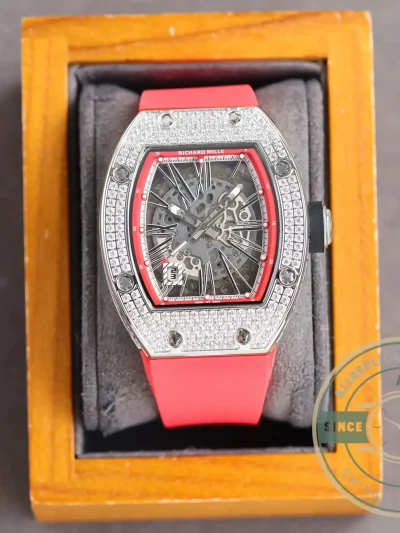 Superclone Richard Mille 010 Titanium Diamonds Pink Strap - Top-Tier Swiss Replica Watch