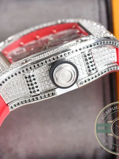 Superclone Richard Mille 010 Titanium Diamonds Pink Strap - Luxury Replica Watch