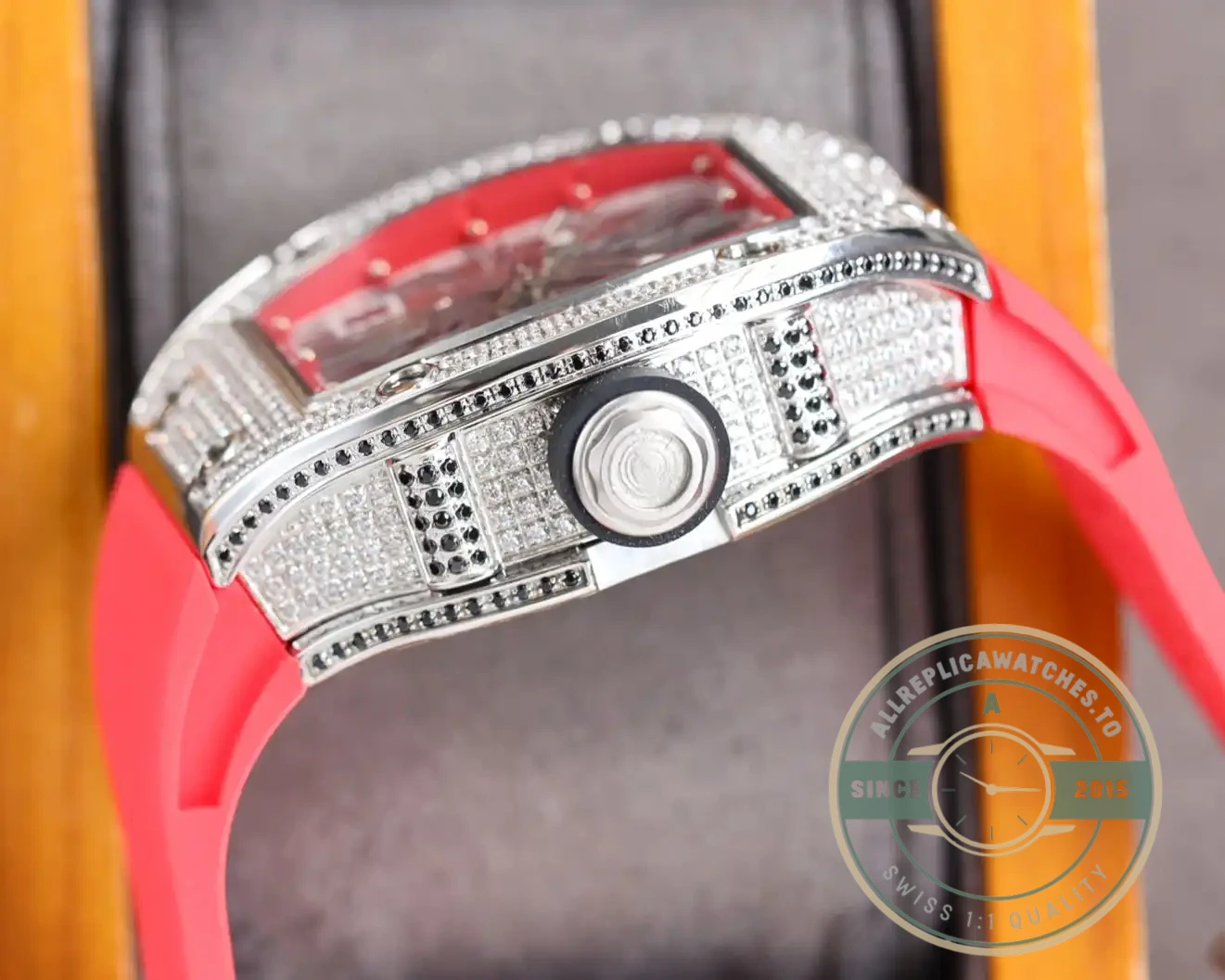 Superclone Richard Mille 010 Titanium Diamonds Pink Strap - Luxury Replica Watch