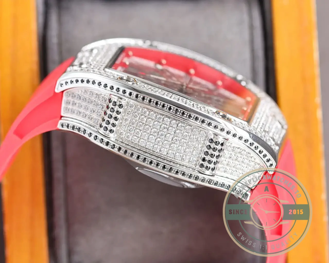 Superclone Richard Mille 010 Titanium Diamonds Pink Strap - 1:1 Swiss Replica Watch