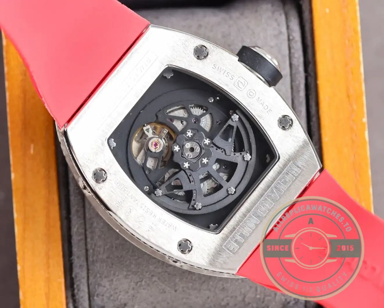 Superclone Richard Mille 010 Titanium Diamonds Pink Strap - Affordable Super Clone Watch