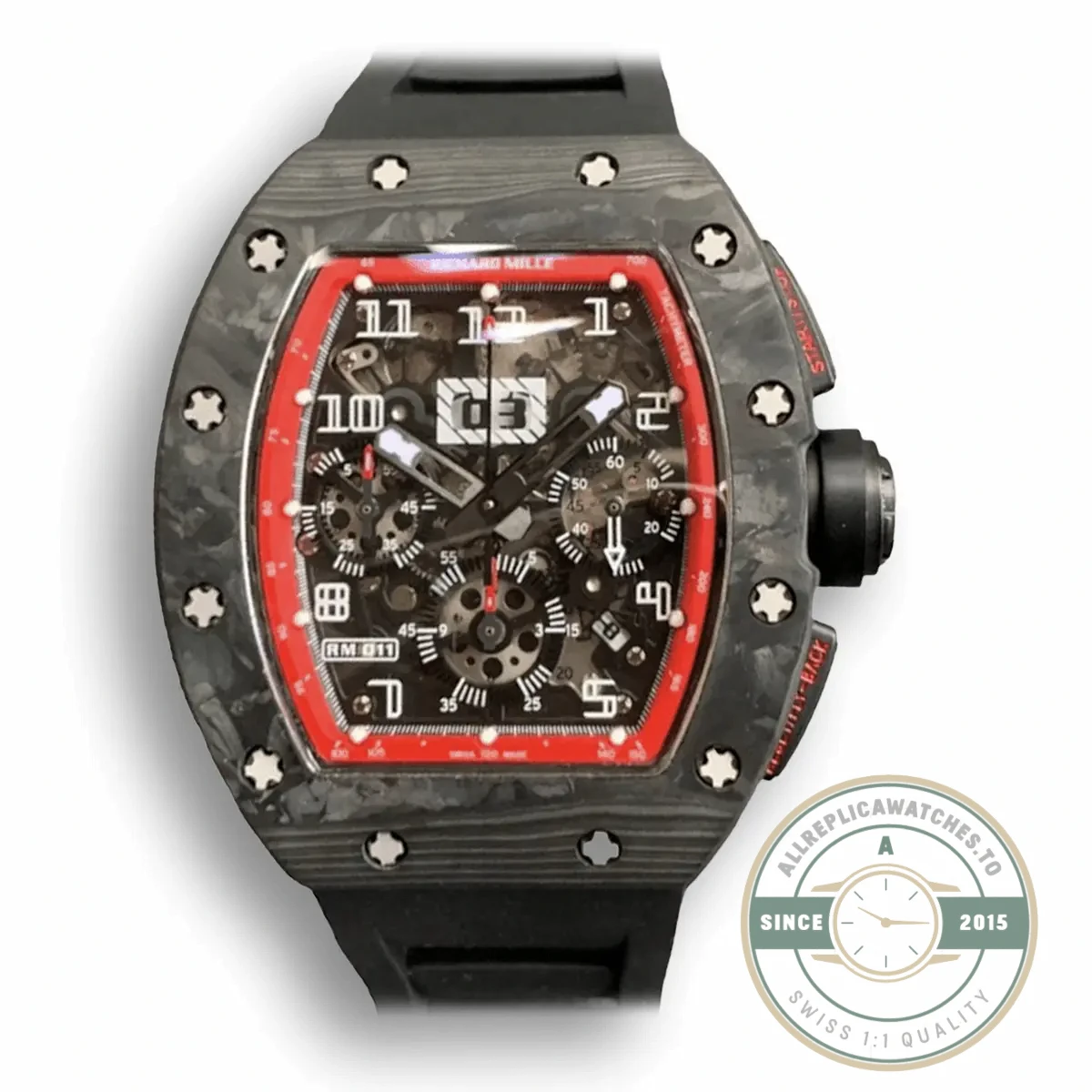 Superclone Richard Mille 011-03 Carbon Fiber Case - Affordable Luxury Replica Timepiece
