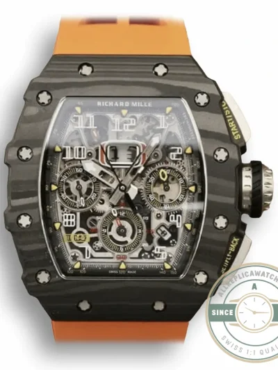 Superclone Richard Mille 011-03 Carbon Fiber Orange Strap - High-Grade Replica Watch