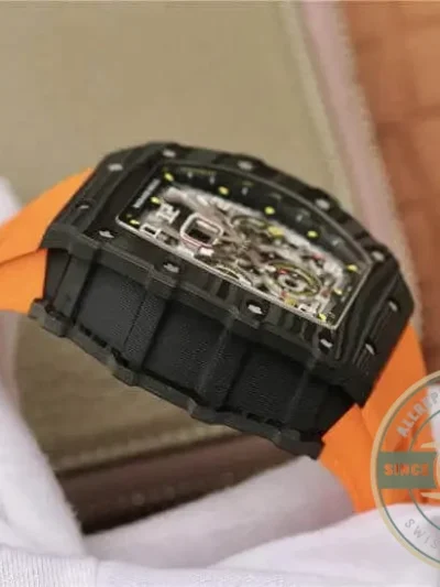 Superclone Richard Mille 011-03 Carbon Fiber Orange Strap - Swiss-Made Clone Watch