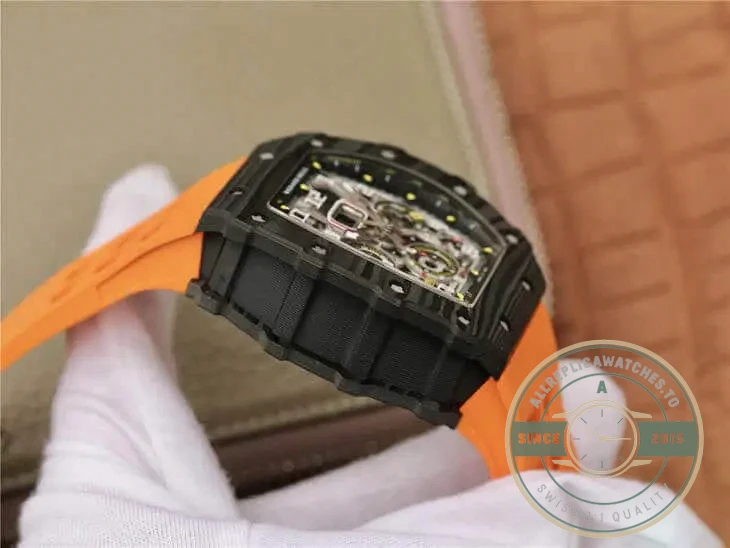 Superclone Richard Mille 011-03 Carbon Fiber Orange Strap - Swiss-Made Clone Watch